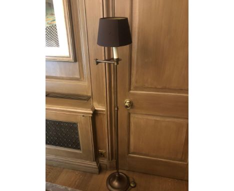 2 x Library Floor Lamp Finished In English Bronze Swing Arm Function With Shade 156cm (Room 210)