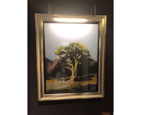 Landscape Lithograph Print Framed Depicting A Tree 62 x 76cm (Room 229)