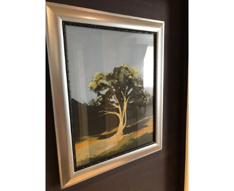 Landscape Lithograph Print Framed Depicting A Tree 62 x 76cm (Room 127)