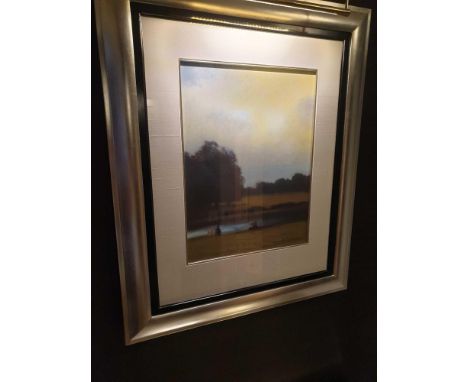 Lithograph Print Park Scene With 5 Figures Framed 80 x 60cm (Room 131)