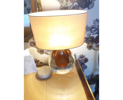 Heathfield And Co Mia Table Lamp Mouth-Blown Glass Features An Intense Drop Of Colour And A Satin Shade 50cm Tall (Room 138)