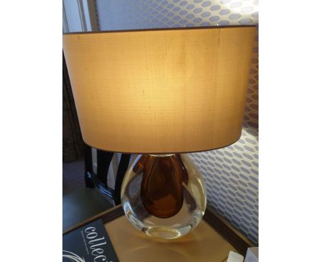 Heathfield And Co Mia Table Lamp Mouth-Blown Glass Features An Intense Drop Of Colour And A Satin Shade 50cm Tall (Room 122)