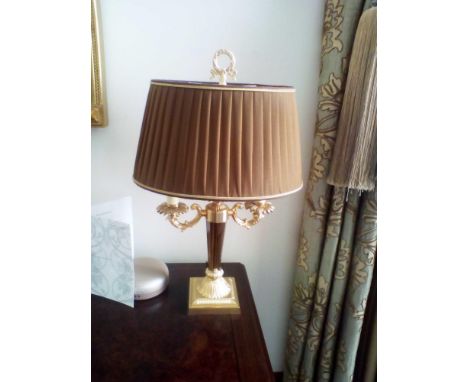 Laudarte Aretusa Twin Arm Table Lamp Bronze Lost-Wax Casting Antique Gilt Bronze Base And Column And Parts In Gold Finish Sil