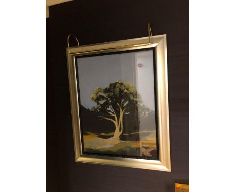 Landscape Lithograph Print Framed Depicting A Tree 62 x 76cm (Room 241)