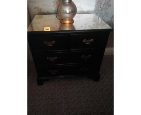 A Pair Four Drawer Mirrored Top Commode Chests Raised By Four Block Feet With A Square Carved Motif And Scrolled Movement Abo