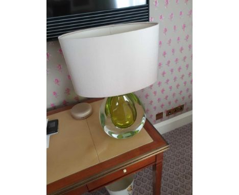 Heathfield And Co Mia Table Lamp Mouth-Blown Glass Features An Intense Drop Of Colour And A Satin Shade 50cm Tall (Room 137)