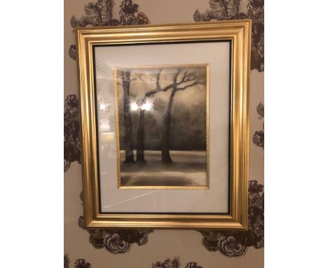 Lithograph Print Stark Winter Trees Framed 62 x 76cm (Room 240)