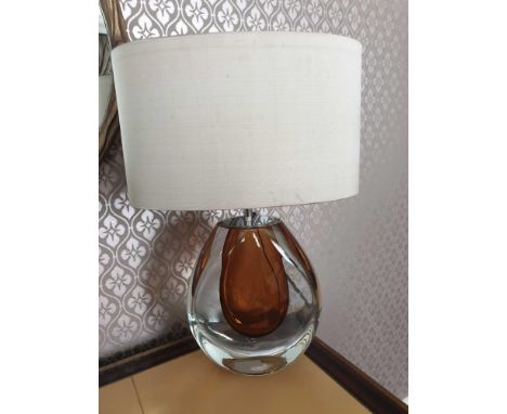 Heathfield And Co Mia Table Lamp Mouth-Blown Glass Features An Intense Drop Of Colour And A Satin Shade 50cm Tall (Room 126)