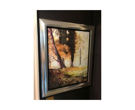 Framed Lithograph Silver Frame Depicting Trees 85 x 65cm (Room 226)