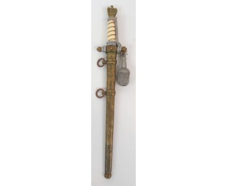 A WWII GERMAN NAVY OFFICER'S DAGGER the 25.3cm blade marked Puma Solingen, the wire wound ivorine hilt with eagle pommel and 