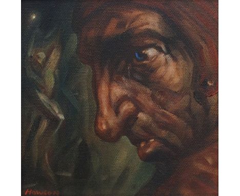 •PETER HOWSON OBE (SCOTTISH B. 1958) DANTE'S DREAM Oil on canvas, signed, 15 x 15cm (5 3/4 x 5 3/4") Inscribed with title, si