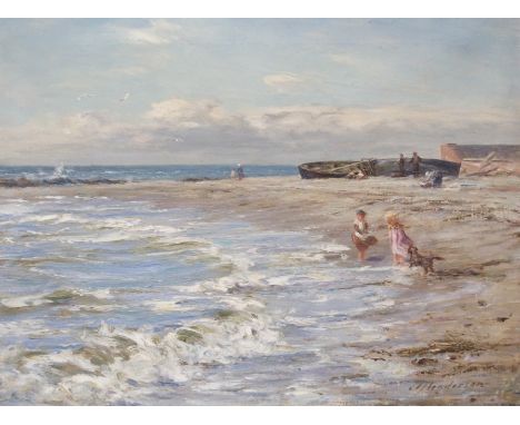JOSEPH HENDERSON RSW (SCOTTISH 1832-1908) BREEZY DAY ON THE BEACH Oil on canvas, signed, 46 x 61cm (18 x 24") Condition Repor