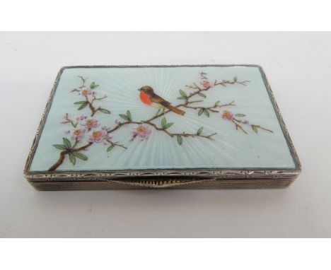 A LADY'S SILVER CARD CASE OR COMPACT by Henry Clifford Davis, Birmingham 1926, of rectangular form with engine turned decorat