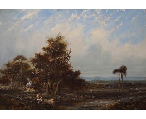 ATTRIBUTED TO JOHN WILSON EWBANK RSA (BRITISH 1779-1847) CONVERSING OVER A BRANCH Oil on canvas, 30.5 x 43cm (12 x 17") St. A