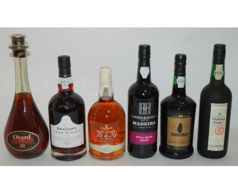 SIX VARIOUS BOTTLES OF PORT AND BRANDY including The Tawny, Tawny Port 10 year old, Otard cognac, Camus cognac etc (7) Condit