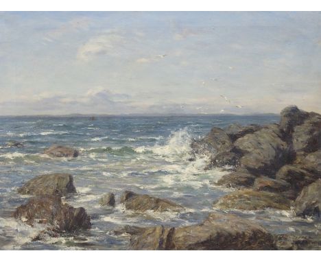 JOSEPH HENDERSON RSW (SCOTTISH 1832-1908) A ROCKY COASTLINE Oil on canvas, signed, 46 x 61cm (18 x 24") Condition Report: On 