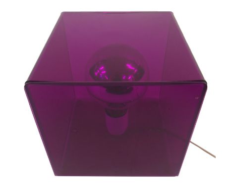 A 1960'S PURPLE PERSPEX BOX TABLE LAMP 19cm x 19cm x 19cm Condition Report: Available upon request