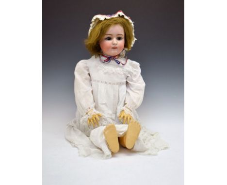 Large Simon & Halbig bisque head doll having sleeping eyes, open mouth, jointed composition body, the head impressed 1078 Ger