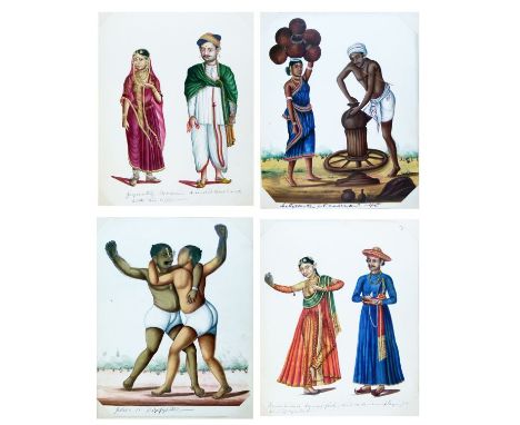 Indian Interest - An album of thirty-six watercolours depicting figures from everyday life including; Basket Maker, Carpenter