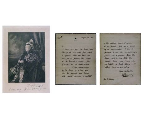 Autographs/Letters - H.R.H. Queen Victoria - Signed photogravure - Signed 'Victoria (1837-1897) June 22 1897', together with 
