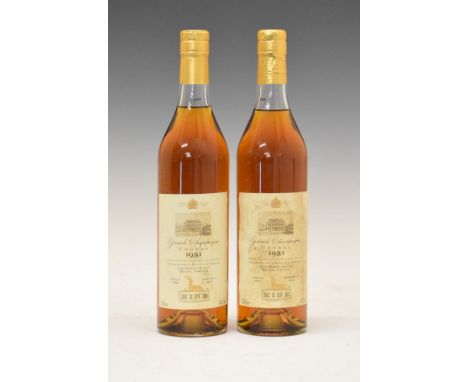 Wines & Spirits - Hine Grande Champagne Cognac 1981, two bottles (2)  Condition: Light staining to label, seal and level appe