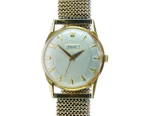 Piaget - Gentleman's 18ct gold manual wind wristwatch, signed silvered dial with gilt batons and hands, snap-on case back, si