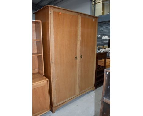 A vintage stag double wardrobe in light stain, width approx. 128cm