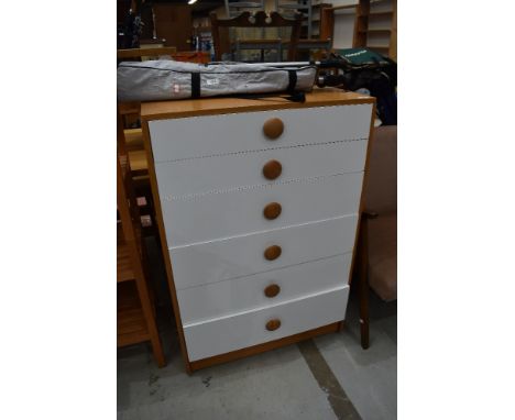 A vintage sapele and laminate 6 drawer bedroom chest in the Schreiber style