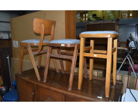 Three vintage kitchen stools