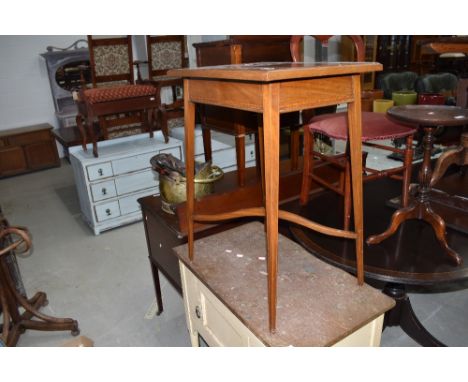 An Edwardian light mahogany and inlaid side table, approx. 54cm x 40cm