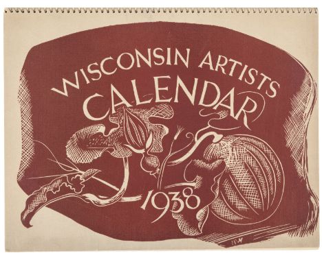 Heading: (American WPA art – 1938 Wisconsin Artists Calendar)Author: Title: 1938 Wisconsin Artists woodblock CalendarPlace Pu