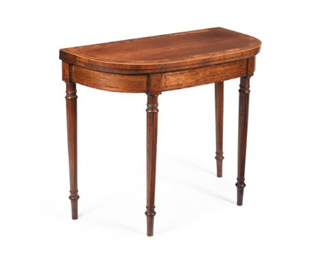 Y A LATE GEORGE III ROSEWOOD AND BURR YEW CROSSBANDED FOLDING CARD TABLE CIRCA 1810 77cm high, 92cm wide, 45cm deep (when clo