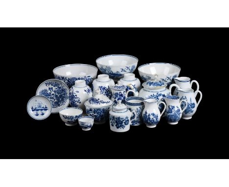 A SELECTION OF MOSTLY CAUGHLEY BLUE AND WHITE PRINTED PORCELAINCIRCA 1780Condition Report: Potential purchasers are to check 