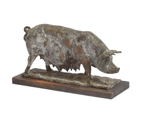 λ RICHARD COWDY (BRITISH 20TH/21ST CENTURY)MOTHER PIG Bronze Signed and editioned 2/1028 x 62cm (11 x 24¼ in.)With Cowdry fou