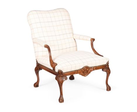 A STAINED BEECH OPEN ARMCHAIR IN 18TH CENTURY STYLE 20TH CENTURY94cm high, 71cm wideProvenance: From the Private Collection o