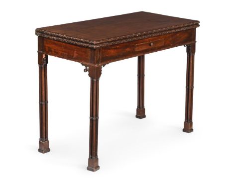 A GEORGE III MAHOGANY TEA TABLELATE 18TH CENTURYIn the manner of Thomas Chippendale, with single frieze drawer76cm high, 93cm