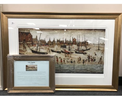 After L. S. Lowry : The Beach, colour print, limited edition, 96 cm x 50 cm, produced by Chelsea Green Editions, with certifi