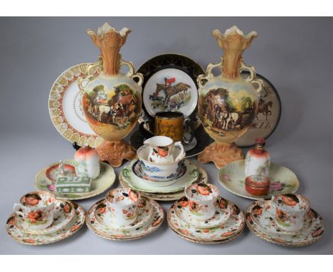 A Collection of Various Early/Mid 20th Century Ceramics to Include Pair of Large Continental Vases, Part Limoges Dressing Tab