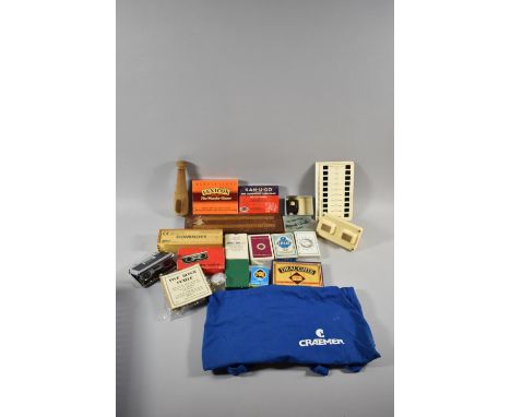 A Collection of Various Curios to Include Pocket Binoculars, Stereoscopic Viewer, Draughts and Dominoes, Cribbage Board, Card