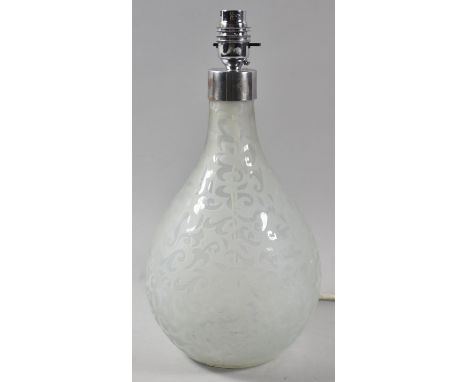 An Acid Etched Glass Table Lamp, 34cm high 