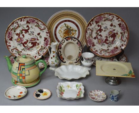 A Collection of Various Ceramics to Include Four Masons Dinner Plates, Masons Mandalay Oval Photo Frame, Hand Painted Art Dec