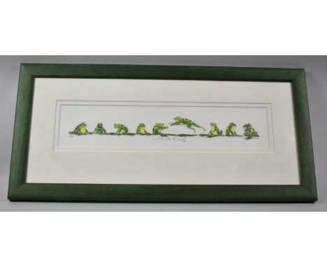 A Framed Print, "Lots of Frogs", 31x6cm 