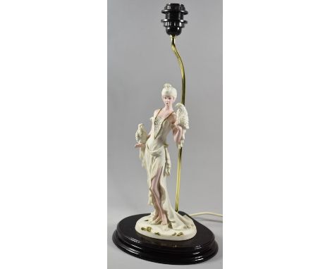 A Modern Italian Figural Table Lamp, Maiden with Two Parrots, Total Height 54cm 