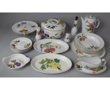 A Collection of Various Royal Worcester Evesham Pattern and Other Dinnerwares to Include Coffee Pot, Gravy Boat on Stand, Fiv
