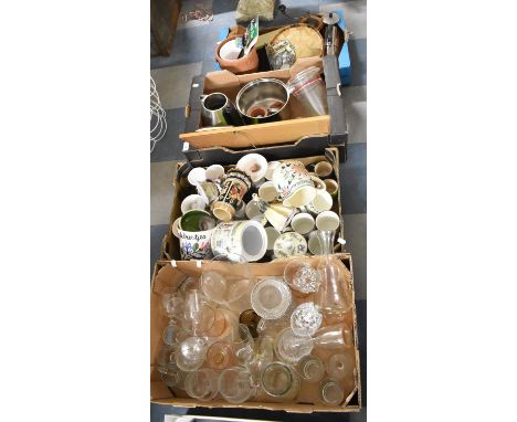 Four Boxes of Sundries to Include Kitchenwares, Coffee Grinder, Ceramics, Glassware etc 