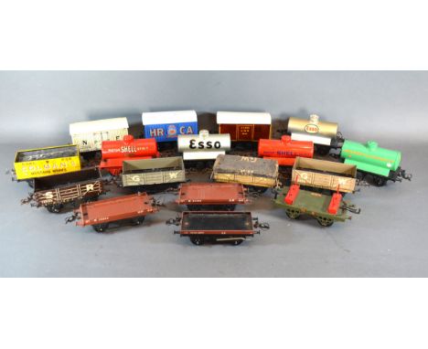 A Collection of Seventeen Hornby 'O' Gauge Rolling Stock to include Holman Mustard Works, ESSO, Shell and others 