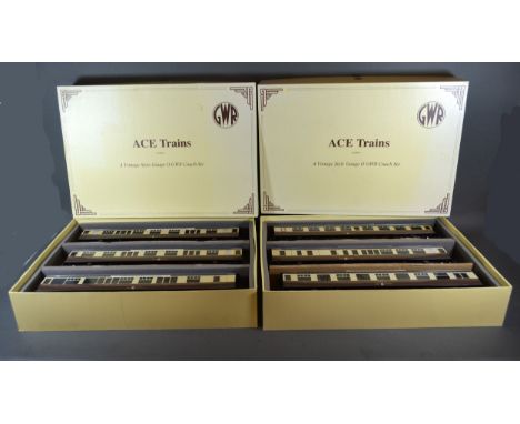 Ace Trains A Vintage Style Gauge 0 GWR Coach Set within original box together with another similar set within original box 
