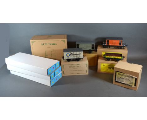 A Bassett Lowke 20 Ton Brake Van together with two other Bassett Lowke O Gauge Rolling Stock, a Darstaed Advertising Van, an 