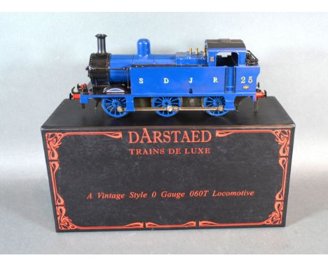 A Darstaed Trains Deluxe Vintage Style 0 Gauge 060T locomotive SDJR blue 25 within original box 