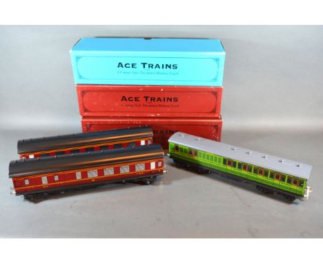 Ace Trains A Vintage Style Tin Printed Railway Coach Gauge 0 LMS Corridor Coach within original box together with another sim